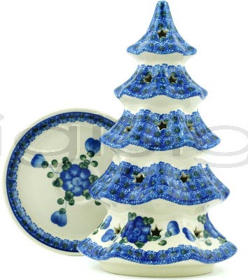 Boleslawiec Polish Pottery Large Christmas Tree Candle Holder