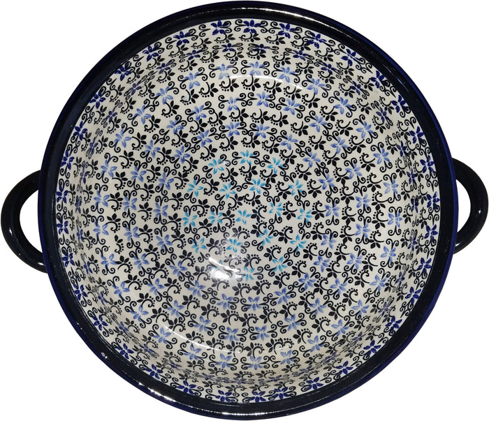 Boleslawiec Polish Pottery UNIKAT Large Round Baker with Handles "Martina"