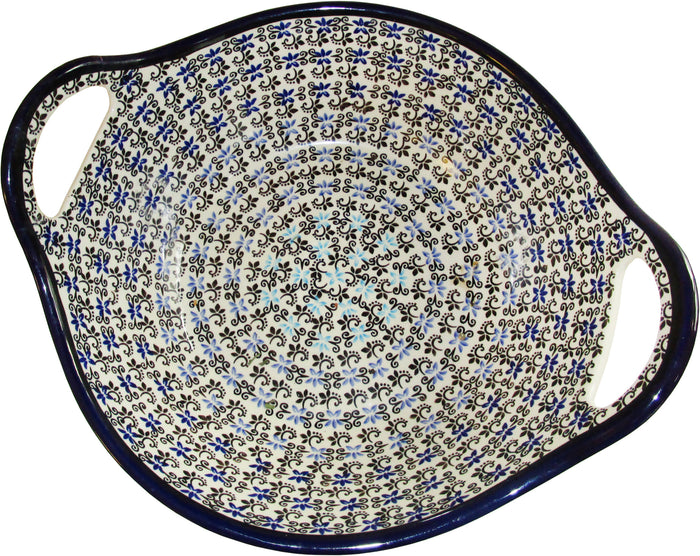 Boleslawiec Polish Pottery UNIKAT Medium Serving Bowl with Handles "Martina"