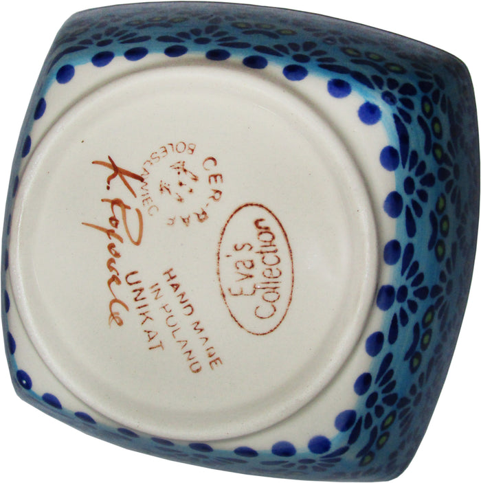 Boleslawiec Polish Pottery Unikat Serving or Ice Cream Square Bowl "Veronica"