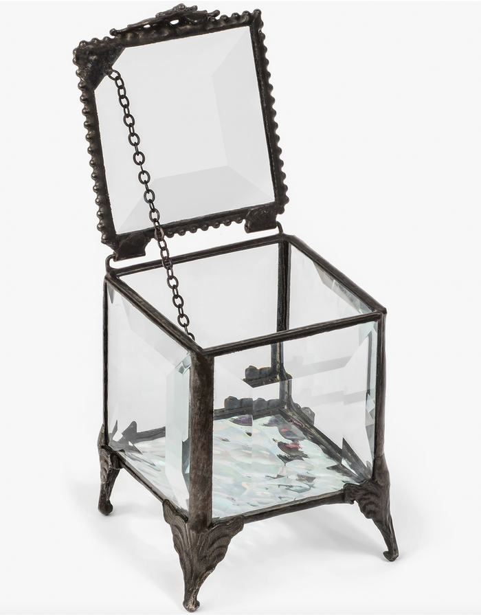 Clear Beveled Glass Ring Box