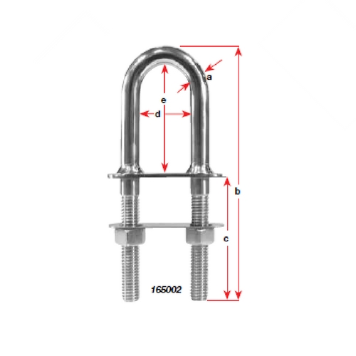 Marine Town Deluxe Bow U Bolt - Stainless Steel