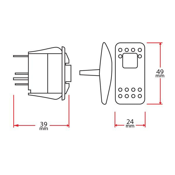 Relaxn 12/24V Waterproof Rocker Switch C7 - Navigation Lights - On/Off