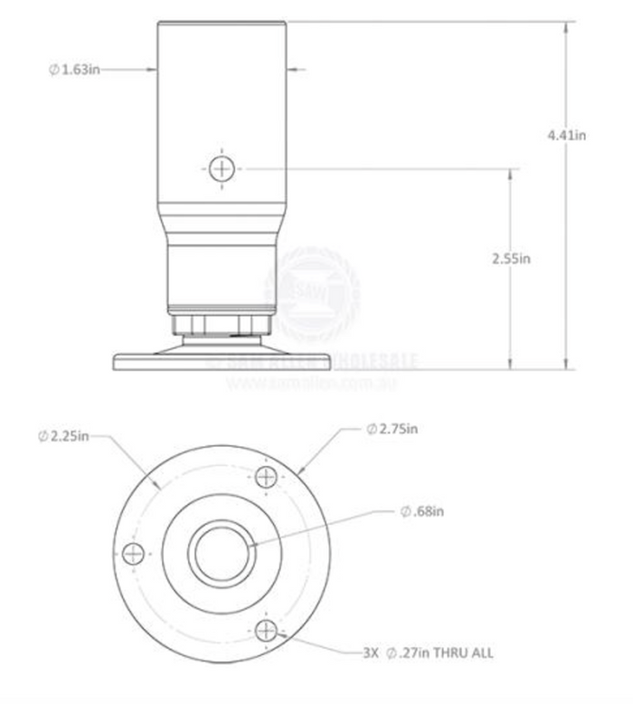 SEAVIEW STARLINK S/S 1-14 THREADED ADAPTER & S/S FIXED BASE 970920 - Bosuns Boat