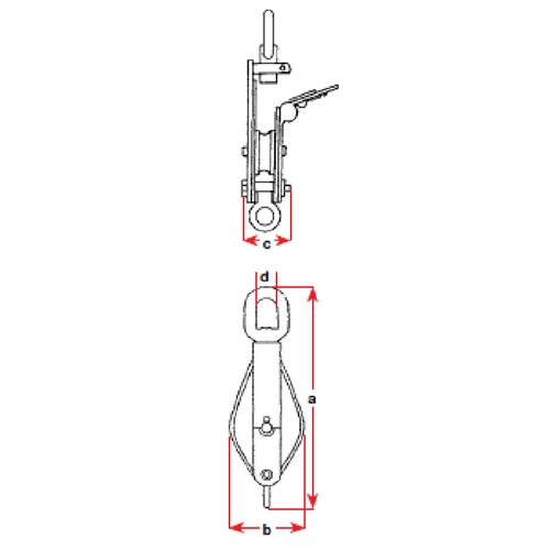 Snatch Block - Stainless Steel - Sheave Dia: 100mm - Max Rope Dia: 16mm - MWL: 1375kg