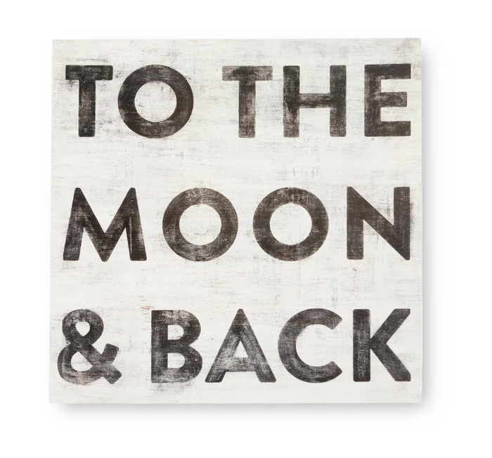 To The Moon & Back Wood Art Tile, 9x9"