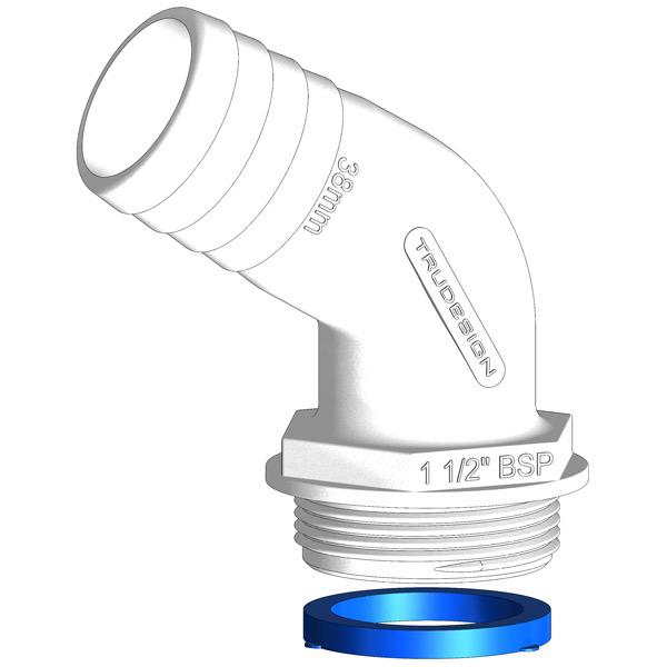 TRUDESIGN 1-1/2" BSP (M) Aquavalve Hose Tail - Angled