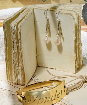Waxing Poetic Ode To A Pearl Double Drop Silver Earrings