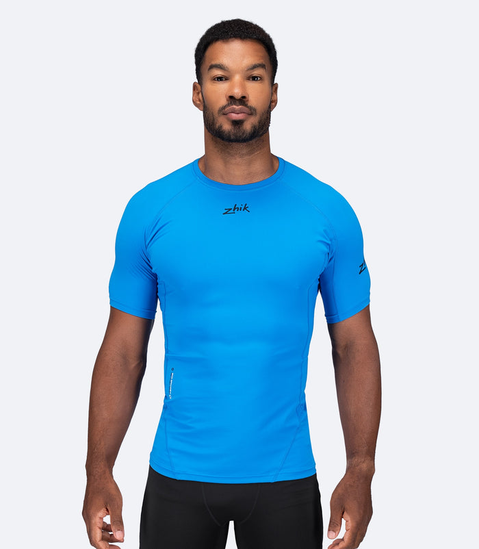 Zhik Mens Eco Spandex LT Short Sleeve Baselayer Top - Cyan - Bosuns Boat