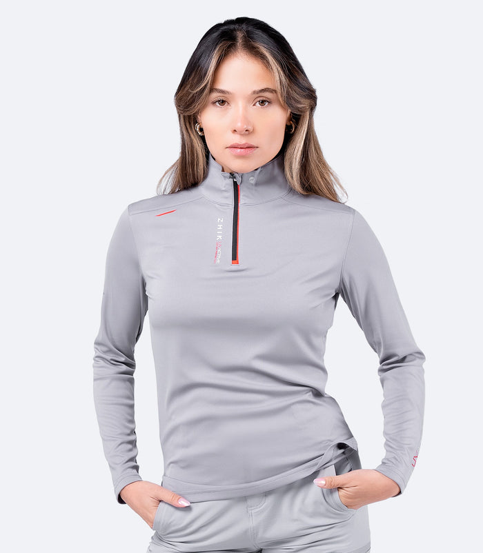 Zhik Womens UVActive High Collar 1/4 Zip Top - Grey - Bosuns Boat