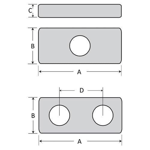 Zinc Rectangle Block Anode Bolt-on - Bosuns Boat