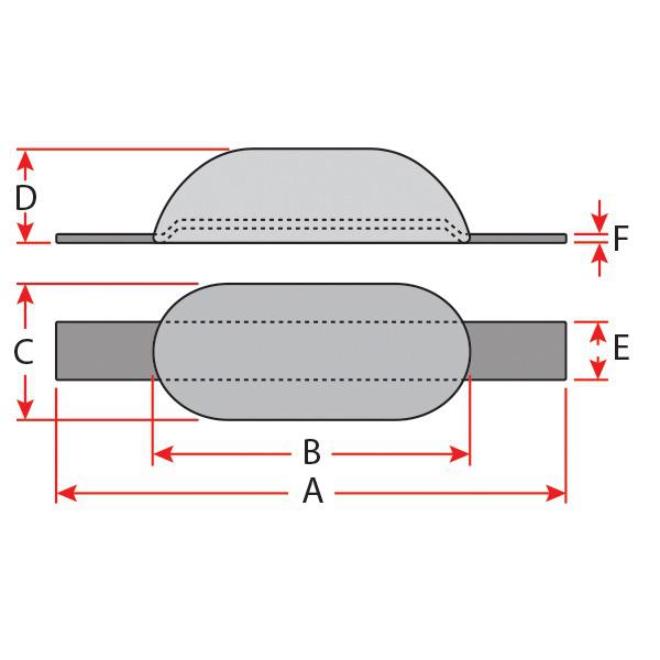 Zinc Tear Drop Anode w/ Strap - 170mm x 85mm x 50mm