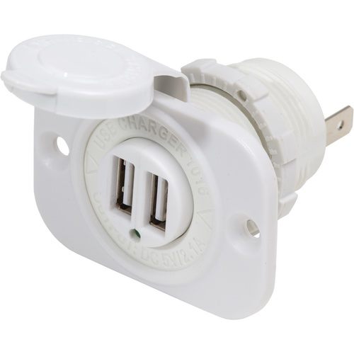 12V DC White Dual USB Charger