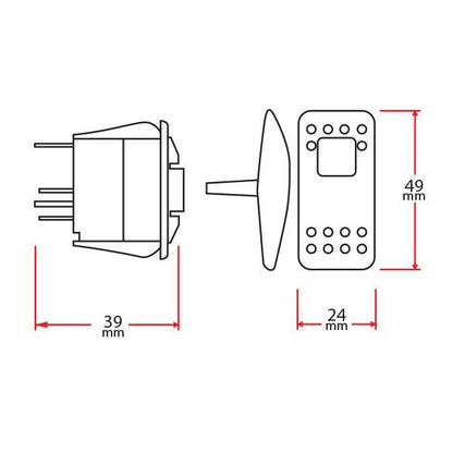 1Relaxn 2/24V Waterproof Rocker Switch C7 - Plain - Off/(On)