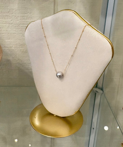Cristina V Floating Single Freshwater Pearl Necklace on Satellite Chain