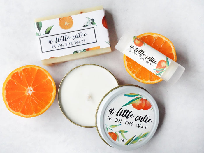 A Little Cutie is on the way - Candle Favor - Little Flower Soap Co