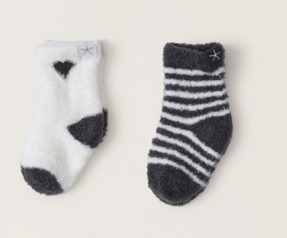 Barefoot Dreams CozyChic Baby Heart Socks, 2 pack (Carbon)