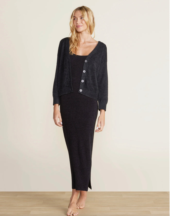 Barefoot Dreams CozyChic Lite Diamond Pointelle Cardigan, Black (LAST ONE, L)