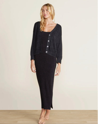 Barefoot Dreams CozyChic Lite Diamond Pointelle Cardigan, Black (LAST ONE, L)