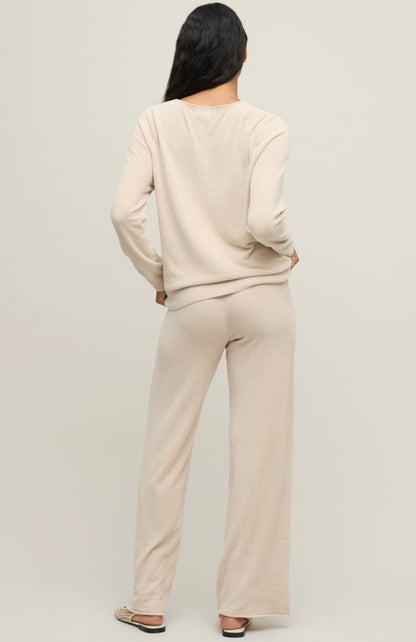 Barefoot Dreams CozyChic Lite Jersey Roll Pullover & Wide Leg Pant Set, Stone