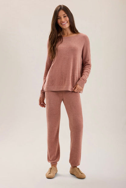 Barefoot Dreams CozyChic Ultra Lite Scallop Neck Slouchy Pullover, Blue Aura