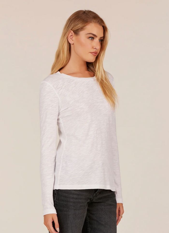 Basic Long Sleeve Crewneck Tee, White