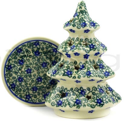Boleslawiec Polish Pottery Christmas Tree Candle Holder