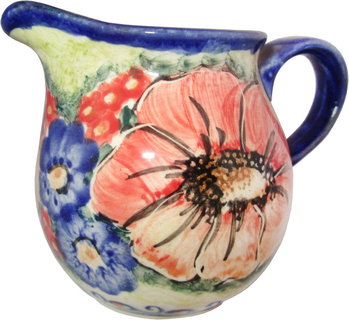 Boleslawiec Polish Pottery Stoneware UNIKAT Creamer Milk Jug "Flower Field"