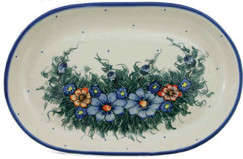 Boleslawiec Polish Pottery UNIKAT 11" long Serving Platter "Wild Field"