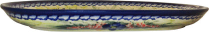 Boleslawiec Polish Pottery UNIKAT 11" long Serving Platter "Wild Roses"