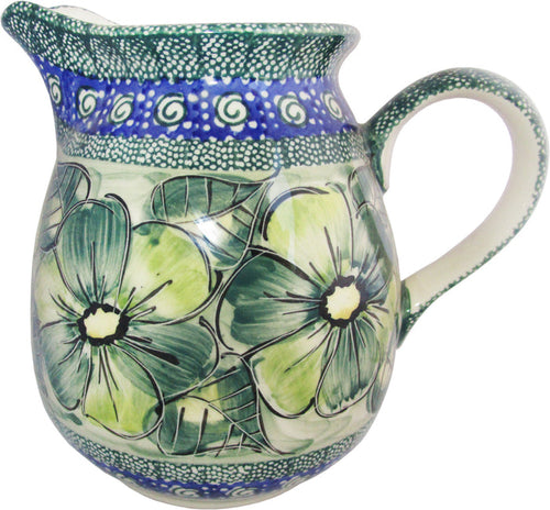 Boleslawiec Polish Pottery UNIKAT 1L Pitcher Water or Milk Jug "Green Garden"