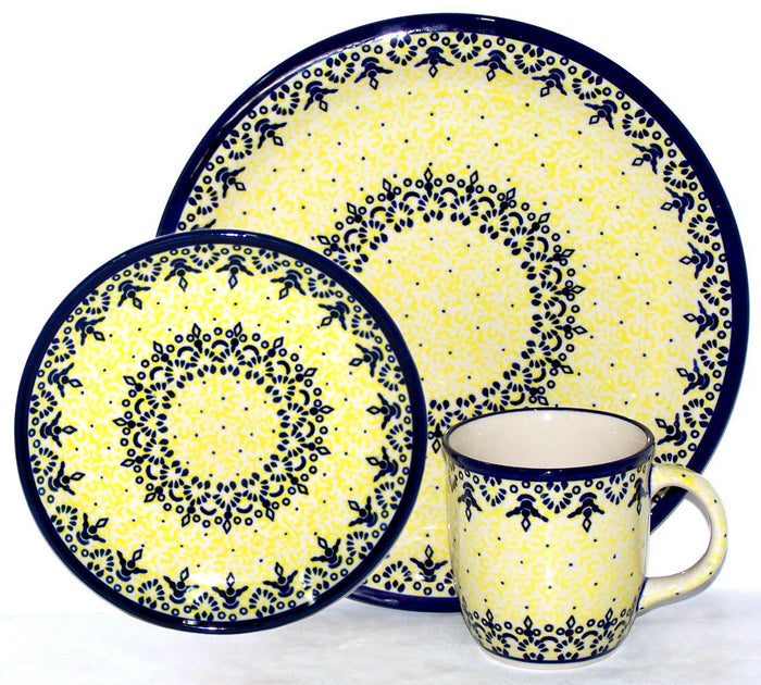 Boleslawiec Polish Pottery UNIKAT 3 Pcs Place Setting "Lace"