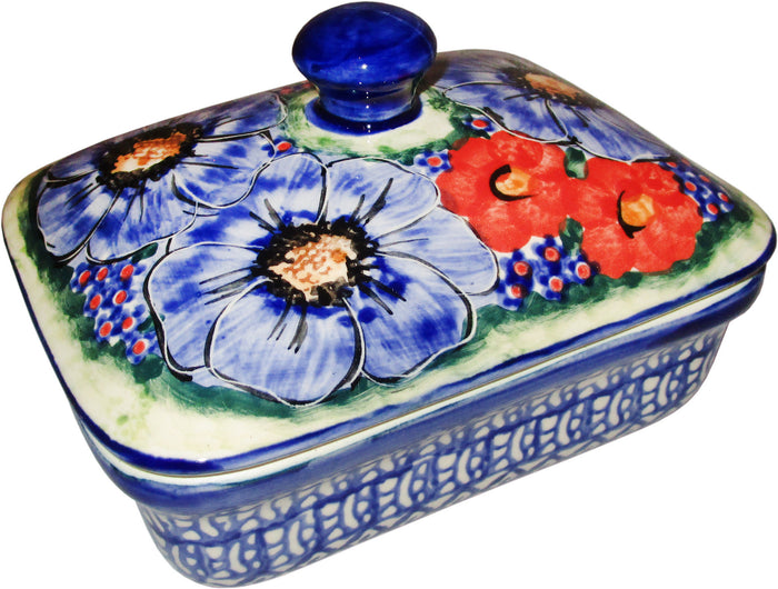 Boleslawiec Polish Pottery UNIKAT Butter Dish, Serving or Storage Box "Isabelle"
