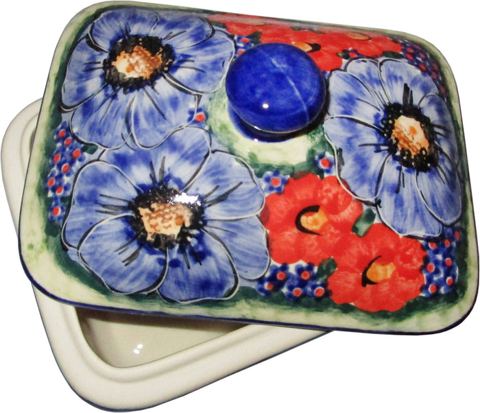 Boleslawiec Polish Pottery UNIKAT Butter Dish, Serving or Storage Box "Isabelle"