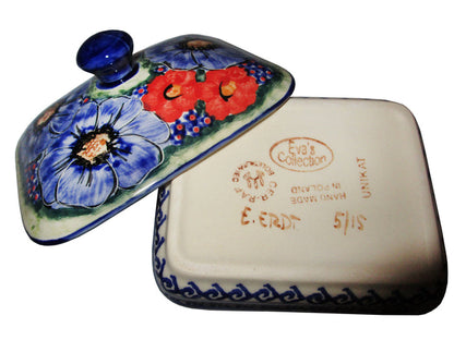 Boleslawiec Polish Pottery UNIKAT Butter Dish, Serving or Storage Box "Isabelle"