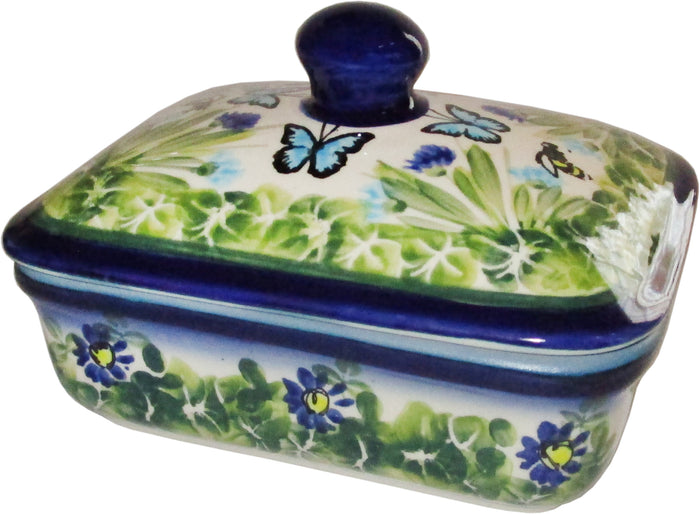 Boleslawiec Polish Pottery UNIKAT Butter Dish, Serving or Storage Box "Serenity"