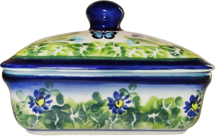Boleslawiec Polish Pottery UNIKAT Butter Dish, Serving or Storage Box "Serenity"