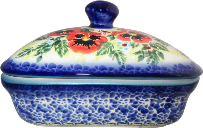 Boleslawiec Polish Pottery UNIKAT Butter Dish, Serving or Storage Box "Summer Day"
