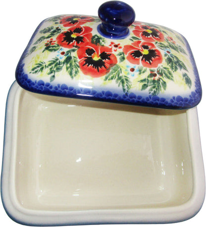 Boleslawiec Polish Pottery UNIKAT Butter Dish, Serving or Storage Box "Summer Day"