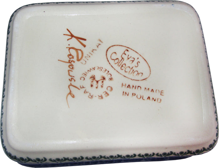 Boleslawiec Polish Pottery UNIKAT Butter Dish, Serving or Storage Box "Summer Day"