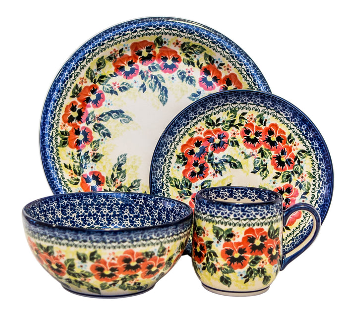 Boleslawiec Polish Pottery UNIKAT Dinnerware 4 Pcs Place Setting "Summer Day"