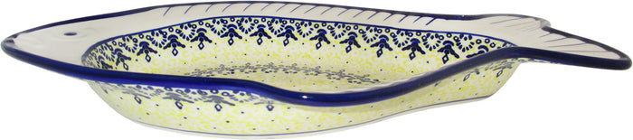 Boleslawiec Polish Pottery UNIKAT Fish Shaped Serving Plate "Lace"