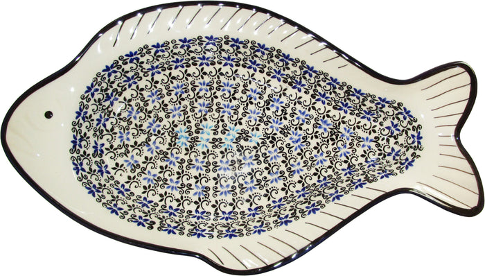 Boleslawiec Polish Pottery UNIKAT Fish Shaped Serving Platter "Martina"