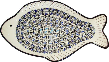 Boleslawiec Polish Pottery UNIKAT Fish Shaped Serving Platter "Martina"