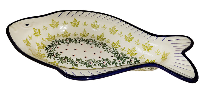 Boleslawiec Polish Pottery UNIKAT Fish Shaped Serving Platter "Vermont"