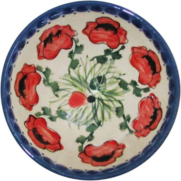 Boleslawiec Polish Pottery UNIKAT Ice Cream or Condiment Bowl "Poppy Field"