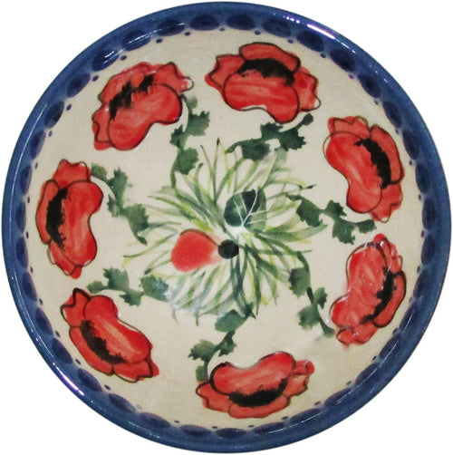 Boleslawiec Polish Pottery UNIKAT Ice Cream or Condiment Bowl "Poppy Field"