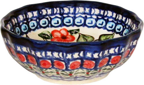 Boleslawiec Polish Pottery UNIKAT Ice Cream Scalloped Bowl "Patricia"
