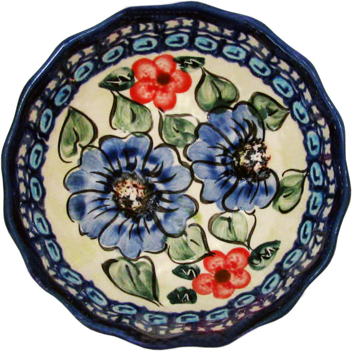 Boleslawiec Polish Pottery UNIKAT Ice Cream Scalloped Bowl "Patricia"