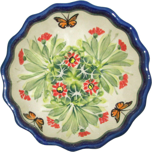 Boleslawiec Polish Pottery UNIKAT Ice Cream Scalloped Bowl "Spring"